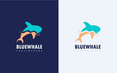 Vecteur de concept de conception de logo de baleine bleue