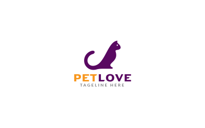 Modèle de conception de logo d&amp;#39;amour pour animaux de compagnie