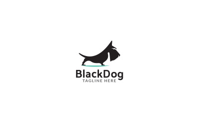Modèle de conception de logo de chien noir