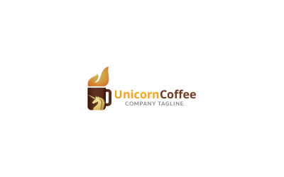 Modèle de conception de logo de café licorne