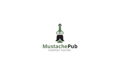 Modèle de conception de logo de pub moustache