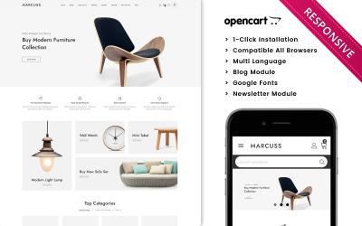 Адаптивный магазин OpenCart для мебели и интерьера Marcuss