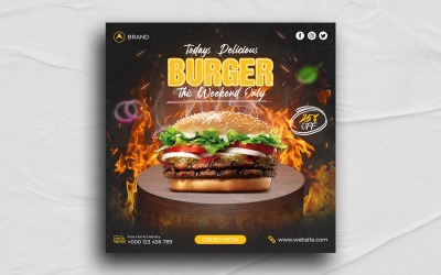 Burger- en voedselmenu social media post Instagram Post-sjabloon