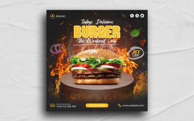 Burger et menu alimentaire publication sur les réseaux sociaux Modèle de publication Instagram