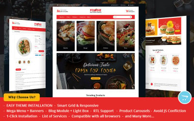 Foodie Fast-Food hoek - OpenCart multifunctioneel thema