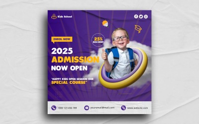 Kids school education admission Social media post Instagram post template