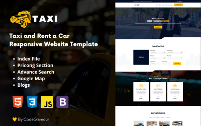 Taxi - Autoverhuur Responsieve HTML5-sjabloon voor bestemmingspagina's