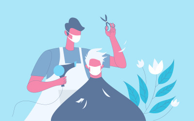 Barber Faire Coupe De Cheveux Illustration Concept Vecteur