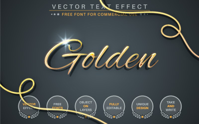 Golden Lettering Editable Text Effect, Font Style, Graphics Illustration