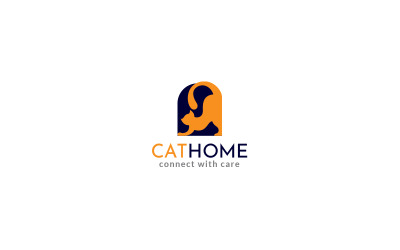 Modello di progettazione del logo della casa del gatto