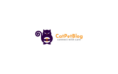 Cat Pet Blog Logo Design Template