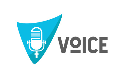Modèle de logo de micro voix off