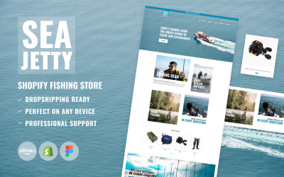 Szablon sklepu wędkarskiego Shopify — przynęty morskie, sprzedawca łodzi, żeglarstwo i jacht