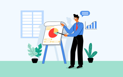 Zakenman bij een presentatie Bedrijfsillustratieconcept Vector