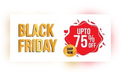 Black Friday -försäljningsbanner med 75% rabatt på bakgrundsdesign i vit och röd färg