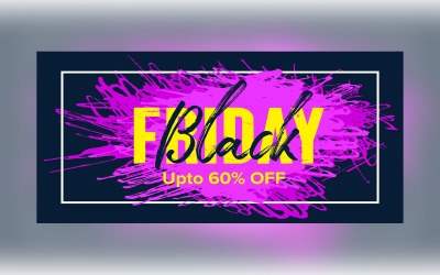 Black Friday Sale Banner With 60% Off On Black And Yellow Design Template