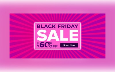 Black Friday Sale Banner With60% Off Discount On Purple And Pink Color Background Design