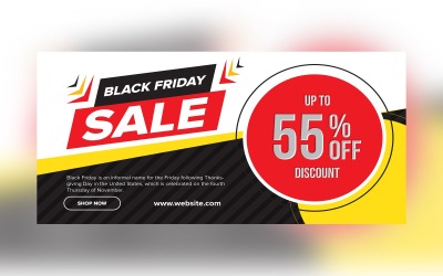 Black Friday-uitverkoop met 55% korting op ontwerp op gele en zwarte sjabloon