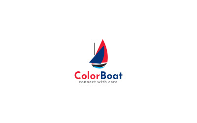 Modello di progettazione del logo della barca a colori