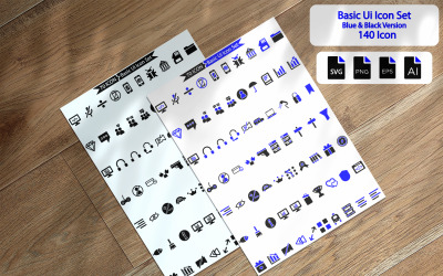 140 Premium Basic Ui-pictogramset