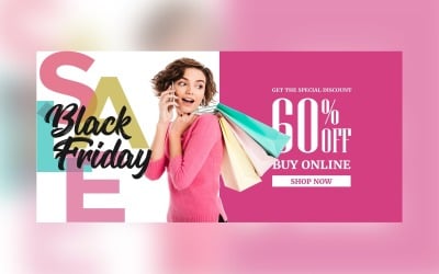 Bannière de vente de vendredi noir sur la conception de fond de couleur de Pentecôte et rose