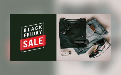 Banner de venda de sexta-feira negra em design de fundo de cor branca e preta