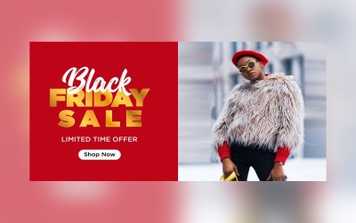 Banner de venda de sexta-feira negra no modelo de design de fundo de cor vermelha