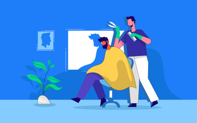 Barber Shop Flat Illustration Design Vector Concept