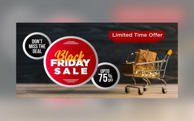 Black Friday Sale Banner mit 75% Rabatt für zeitlich begrenztes Angebot Hintergrunddesignvorlage