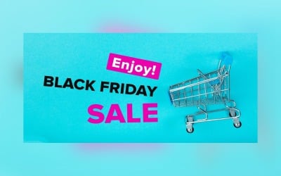Black Friday Sale Banner On Blue  color Background Design Template