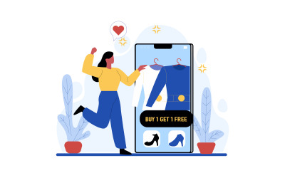 Buy One Get One Free Concept Free Illustration Vector