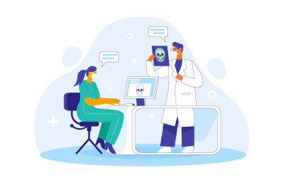 Doctors Analyze Report Illustration Concept Vector