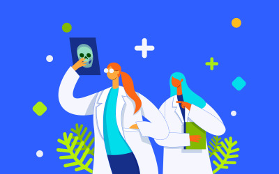 Doctors Analyzing Reports Illustration Concept Vector