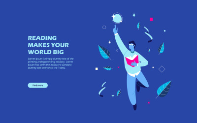 Free Book Reading Boy Concept Illustration Vector
