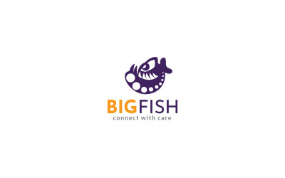 Modèle de conception de logo de gros poisson