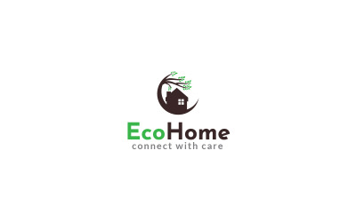 Modello di progettazione del logo della casa ecologica