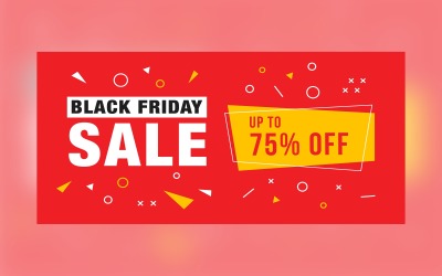 Professional Black Friday Sale Banner With 75% Off On Red Background Design Template