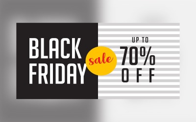 Banner di vendita del Black Friday con il 70% di sconto sul design di sfondo di colore grigio e bianco e nero