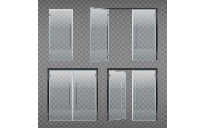 Glass Door Entrance Realistic Vector Illustration Concept