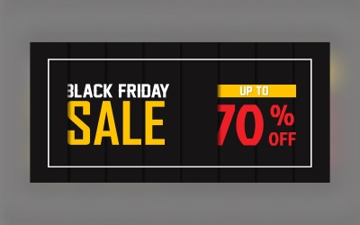 Bannière de vente Black Friday professionnelle avec 70 % de réduction sur le modèle de conception noir mat