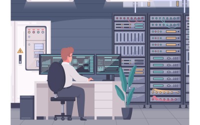 Conceito de ilustração vetorial Datacenter Cartoon 3