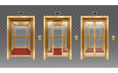 Дверь лифта реалистичные 3 векторные иллюстрации концепции