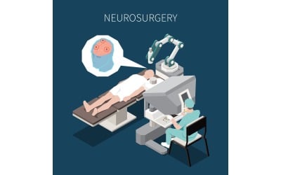 Robotic Surgery Isometric 4 Vector Illustration Concept