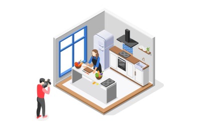Cooking Show Isometric Composition 4 Vector Illustration Concept
