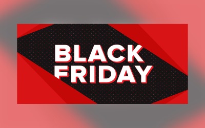 Professioneller Black Friday Sale Banner auf roter und schwarzer Designvorlage