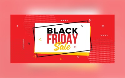 Creatief voor Black Friday-verkoopbanner met geometrische vorm op rood en wit kleurenachtergrondontwerp
