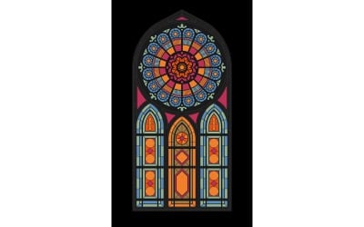 Gothic Church Window Mosaic Vector Illustration Concept
