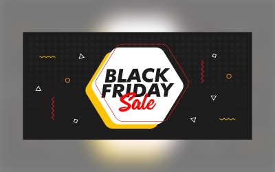 Banner de venda de sexta-feira negra com forma geométrica em design de fundo preto e cinza