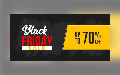 Banner de venta de viernes negro con 70% de descuento en diseño de fondo de color negro y gris