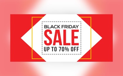 Black Friday-verkoopbanner met 70% korting op wit en rood achtergrondontwerp